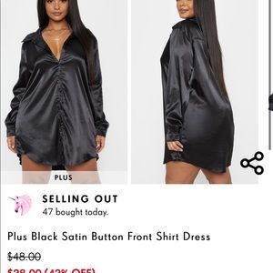 Black Satin shirt dress